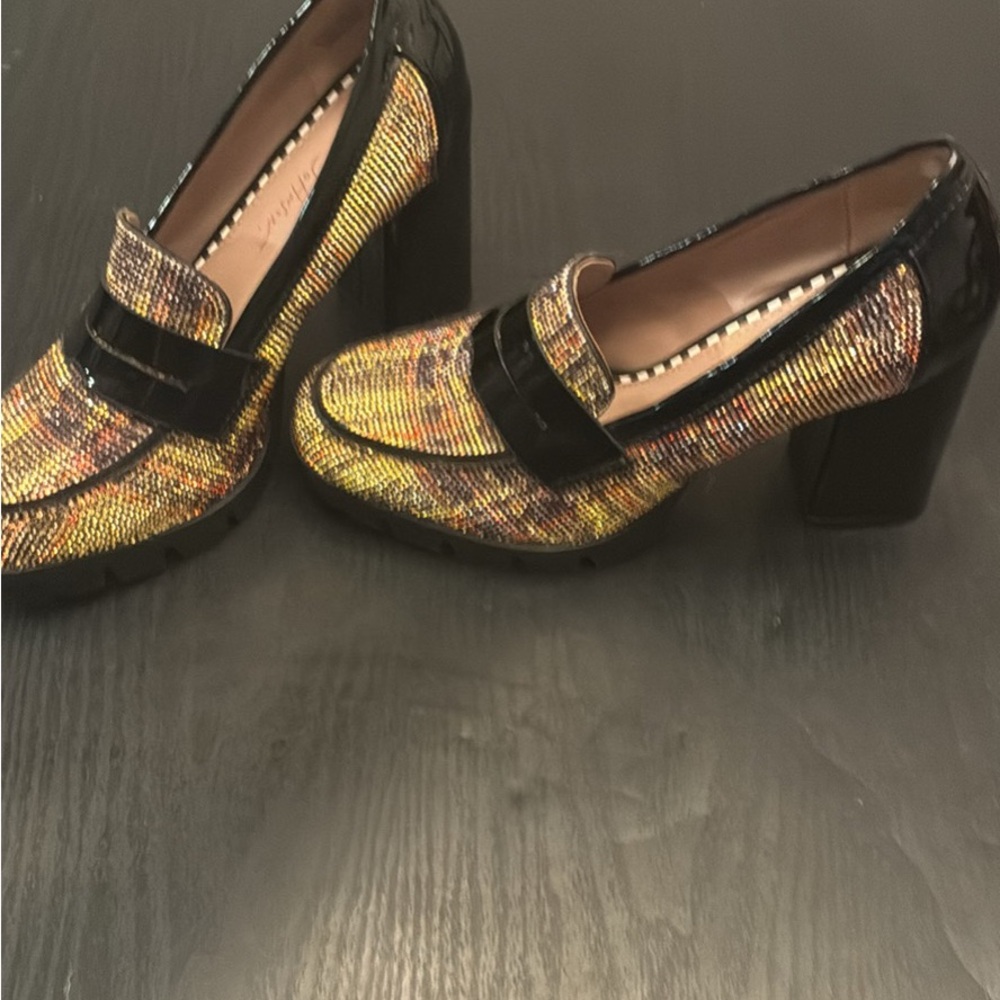 Betsey Johnson Multicolor and Black Block Heel Loafers